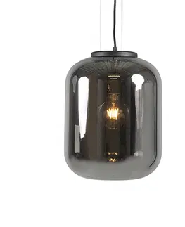Zavesne lampy Sada 2 dizajnových závesných lámp čiernej farby s dymovým sklom - Bliss