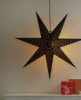 Vianočné svetelné hviezdy Markslöjd Hviezda Clara na zavesenie, zamatový vzhľad Ø 75 cm, čierna
