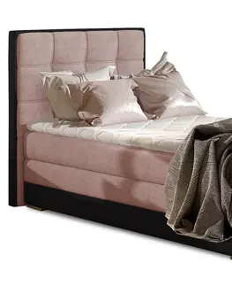 Postele NABBI Alessandra 90 L čalúnená jednolôžková posteľ ružová / čierna