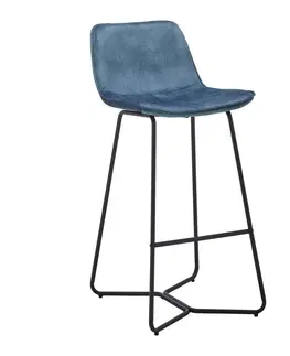 Barové stoličky Barová stolička zo zamatu Nery Modrá