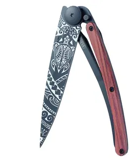 Outdoorové nože Nôž Deejo 1GB139 Black tattoo 37g, coralwood, polynesian