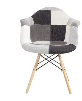 Jedálenské stoličky KONDELA Kubis New jedálenská stolička vzor patchwork / buk