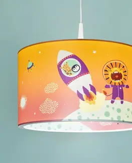 Závesné svietidlá Elobra Závesné svetlo Little Astronauts Escape, oranžová