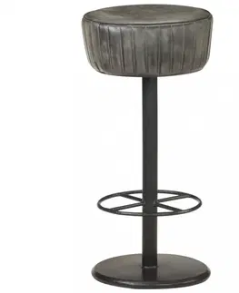 Barové stoličky Barová stolička pravá koža / oceľ Dekorhome Hnedá