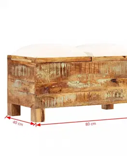 Lavice a stoličky Úložná lavice hnedá / krémová Dekorhome 80 cm