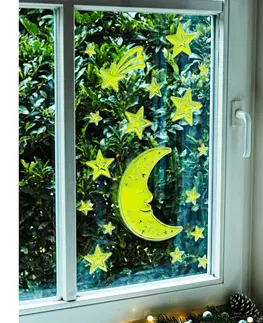 Drobné dekorácie a doplnky 18-dielny obrázok na okno "Hviezdy a mesiac"