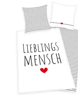 Obliečky Herding Bavlnené obliečky Lieblings mensch, 140 x 200 cm, 70 x 90 cm