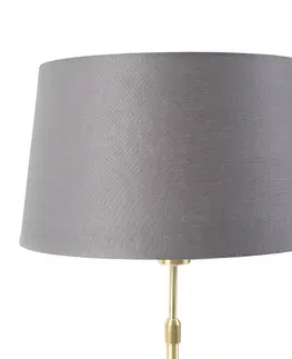 Stolove lampy Stolová lampa zlatá / mosadz s ľanovým odtieňom sivá 35 cm - Parte