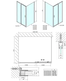 Sprchové dvere POLYSAN - Easy Line obdĺžniková sprchová zástena 1500x1000 L/P varianta EL1515EL3415