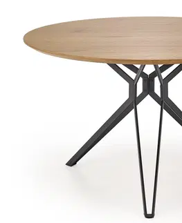 Jedálenské stoly HALMAR Pixel 2 okrúhly jedálenský stôl dub zlatý / čierna