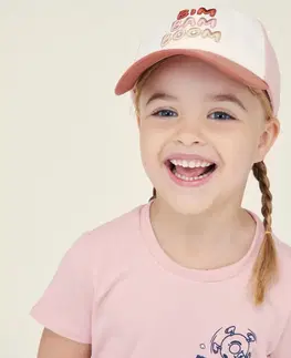 fitnes Detská čiapka 500 na cvičenie ružová s potlačou