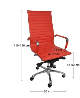 Kancelárske stoličky NABBI Naxo kancelárska stolička s podrúčkami červená / chróm