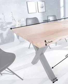 Jedálenské stoly Jedálenský stôl ATHAMÁS akácia 3,5 cm Dekorhome 180x90x77 cm