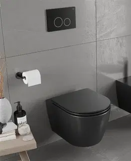 Záchody MEXEN/S - Carmen Závesná WC misa vrátane sedátka s slow-slim, z duroplastu, čierna matná 30881085