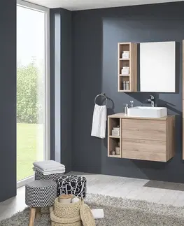 Kúpeľňový nábytok MEREO - Aira, kúpeľňová skrinka 170 cm vysoká, ľavé otváranie, dub Kronberg CN724LN