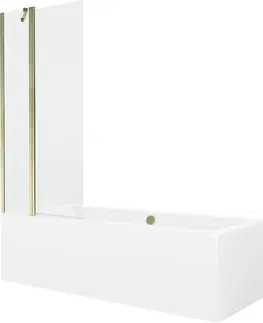 Sprchové dvere MEXEN/S - Cube obdĺžniková vaňa 180 x 80 cm s panelom + vaňová zástena 80 cm, transparent, złot 550518080X9408115000