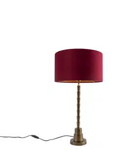 Stolove lampy Stolová lampa v štýle art deco bronzový zamatový odtieň červená 35 cm - Pisos