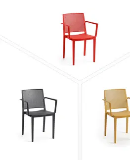 Záhradné stoličky a kreslá Plastové kreslo s podrúčkami STOCKHOLM (rôzne farby) červená