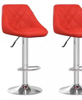 Barové stoličky Barová stolička 2 ks umelá koža / chróm Dekorhome Červená