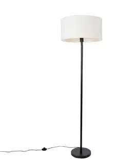 Stojace lampy Stojacia lampa čierna s bielym tienidlom 50 cm - Simplo