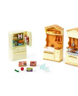 Drevené hračky Sylvanian Families set - kuchynská linka s chladničkou