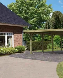 Záhradné domčeky Drevený prístrešok / carport CLASSIC 3B s plechmi Lanitplast