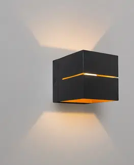 Nastenne lampy Moderná nástenná lampa čierna so zlatou 9,7 cm - Transfer Groove
