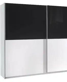 Šatníkové skrine Skriňa Lux 6 biela lesklá/čierna lesklá 244 cm