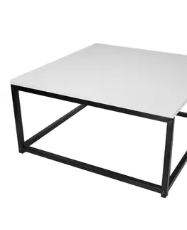 Konferenčné stolíky Set dvoch konferenčných stolíkov, matná biela/ čierna, KASTLER NEW TYP 1