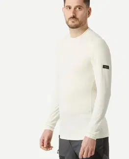 kemping Pánske tričko MT500 s dlhým rukávom 100 % vlna merino nefarbené
