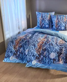 Bavlnené Obojstranná posteľná bielizeň na jednolôžko "Zimný les"