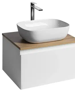 Kúpeľňa AQUALINE - ALTAIR skrinka s doskou 58 cm, biela/dub emporio AI263-02
