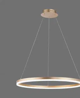 Závesné svietidlá Paul Neuhaus LED závesné svietidlo Titus okrúhle Ø80cm mosadzná