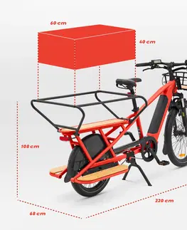 elektrobicykle Nákladný elektrický bicykel Longtail R500E s držiakom nákladu vzadu červený
