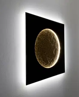 Nástenné svietidlá Holländer Nástenné svietidlo Plenilunio LED, hnedá/zlatá farba, šírka 100 cm