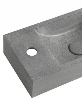 Kúpeľňa SAPHO - CREST L betónové umývadlo vrátane výpuste, 40x22cm, čierny granit AR403