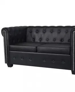 Pohovky a gauče Pohovka Chesterfield 2-sedadlo umelá koža Dekorhome Čierna