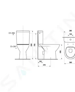 Kúpeľňa JIKA - Lyra plus WC kombi set s nádržkou, vodorovný odpad, Rimless, biela H8273860002801