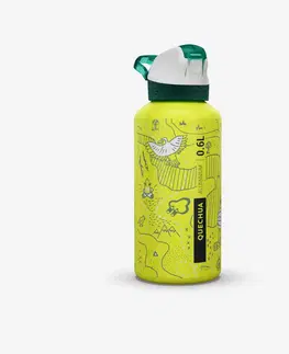 kemping Detská hliníková turistická fľaša 0,6 l s rýchlouzáverom a slamkou