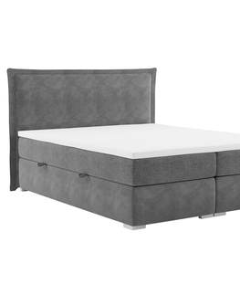Postele KONDELA Megan čalúnená manželská posteľ s matracom sivá