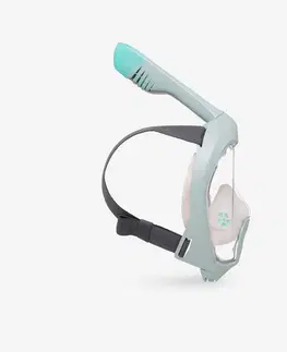 šnorchl Celotvárová maska Easybreath 540 pre dospelých s akustickým ventilom kaki-ružová