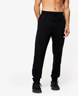 nohavice Pánske nohavice 500 na fitness čierne