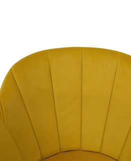 Kreslá KONDELA Dalio dizajnové otočné kreslo žltá (Velvet) / buk