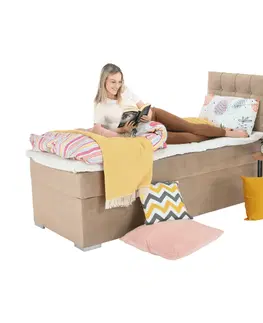 Postele Boxspringová posteľ, jednolôžko, svetlohnedá, 80x200, pravá, DANY