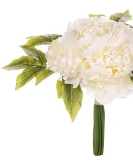 Kvety Pivonky v pugete, 9 kvetov, 20 x 28 x 20 cm, krémová