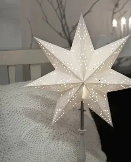 Vianočné svetelné hviezdy STAR TRADING Stojacia hviezda Romantic s dreveným rámom, biela
