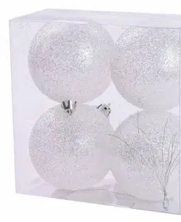 Vianočné dekorácie Kinekus Trblietavá vianočná guľa, plastová, 8 cm sada, 4 ks