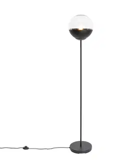 Stojace lampy Retro stojaca lampa čierna s čírym sklom - Eclipse