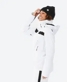 bundy a vesty Dámska lyžiarska bunda 900 biela