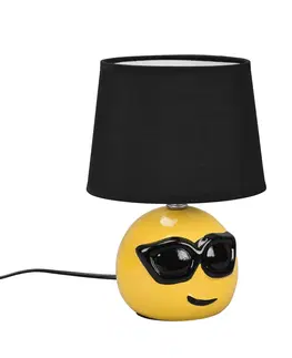 Lampy na nočný stolík Reality Leuchten Stolová lampa Coolio so Smiley, látka, čierna